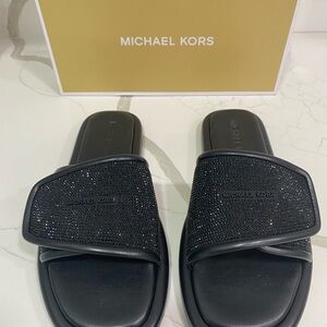 Michael Kors Black Crystal Slide Sandals
